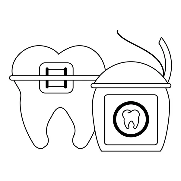 Soins dentaires médicaux noir et blanc — Image vectorielle