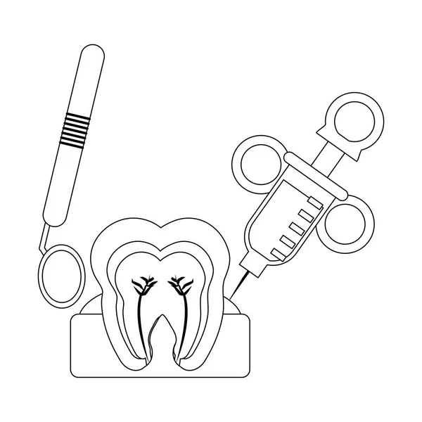 Medical Dental treatment black and white — Stock Vector