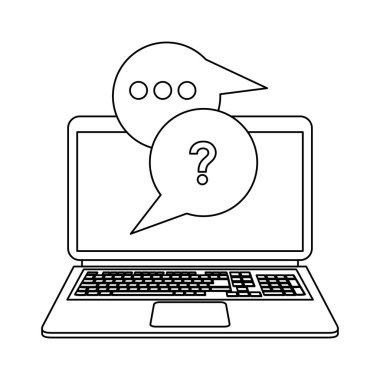 Siyah ve beyaz bilgisayar ile sohbet bubbles