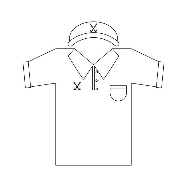 गोल्फ शर्ट और टोपी काले और सफेद — स्टॉक वेक्टर