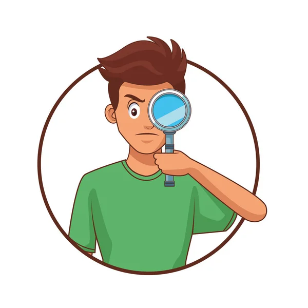 Homme avec loupe — Image vectorielle