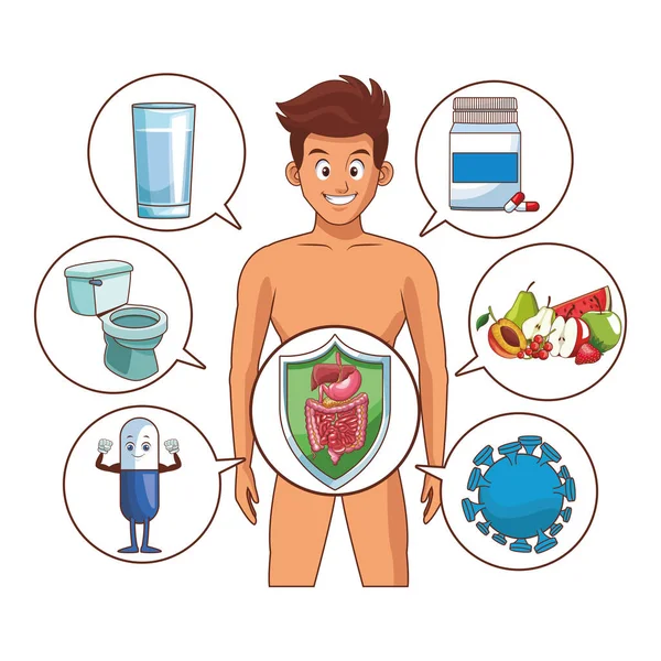 Mann Verdauungssystem gut funktioniert — Stockvektor