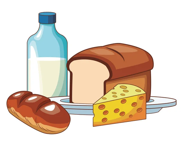 Γάλα με ψωμί — Διανυσματικό Αρχείο