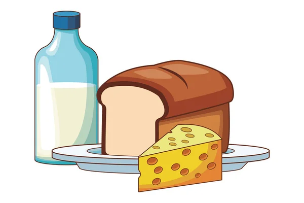 Γάλα με ψωμί — Διανυσματικό Αρχείο