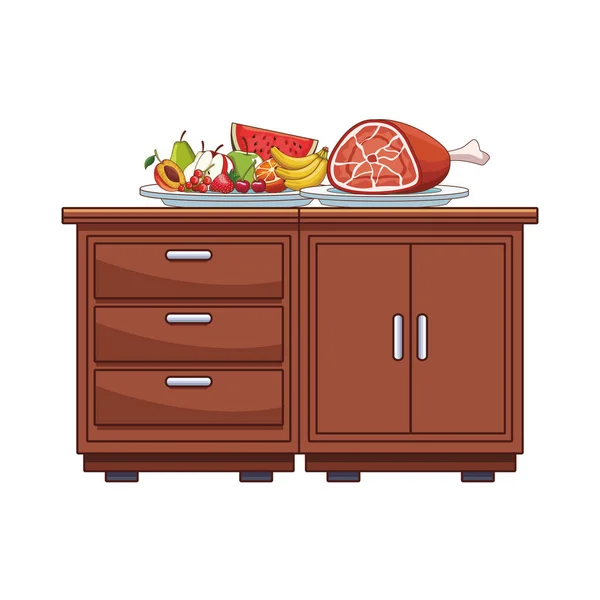 Kuchyňský stůl s jídlem — Stockový vektor