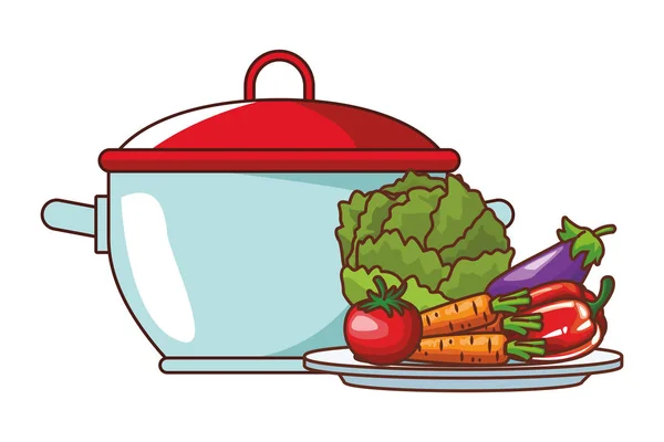 Vegetable in pot — Stock Vector