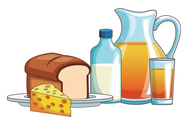 Χυμός πορτοκαλιού και ψωμί — Διανυσματικό Αρχείο