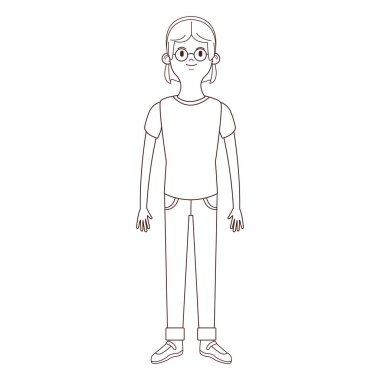 Genç kadın vücut çizgi film