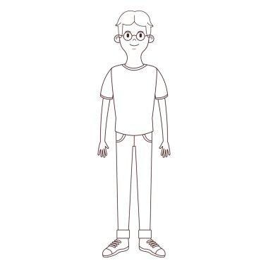 Genç adam vücut çizgi film