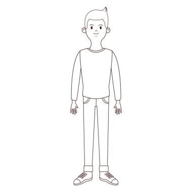 Genç adam vücut çizgi film