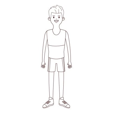 Genç adam vücut çizgi film