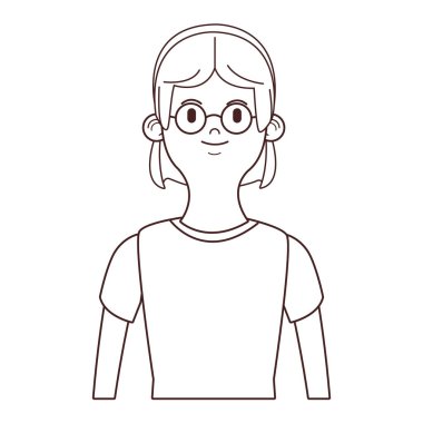 Genç kadın upperbody çizgi film