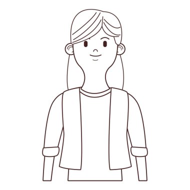 Genç kadın upperbody çizgi film