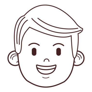 Genç adam yüz çizgi film