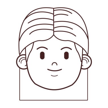 Genç kadın yüz çizgi film