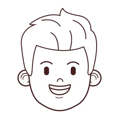 Genç adam yüz çizgi film