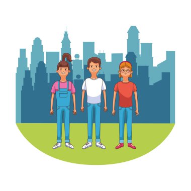 Grup arkadaşları karikatür