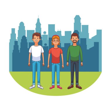 Grup arkadaşları karikatür