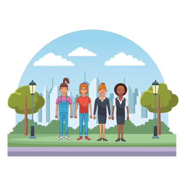 Grup arkadaşları karikatür