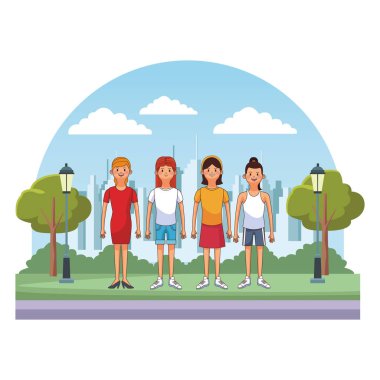 Genç kadın karikatür