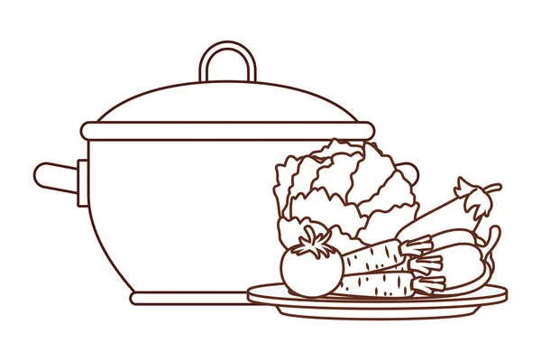 Vegetable in pot — Stock Vector