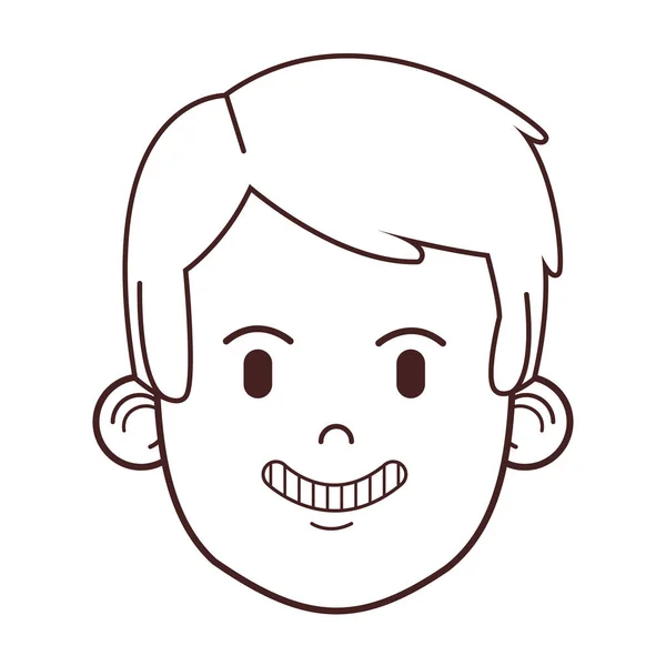 Joven cara de dibujos animados — Vector de stock