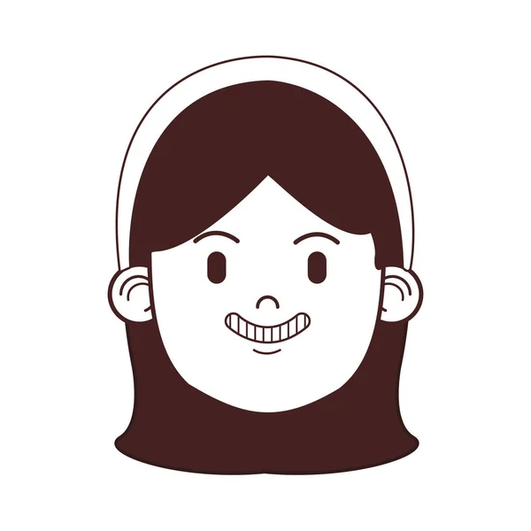 Jovem mulher rosto desenhos animados — Vetor de Stock