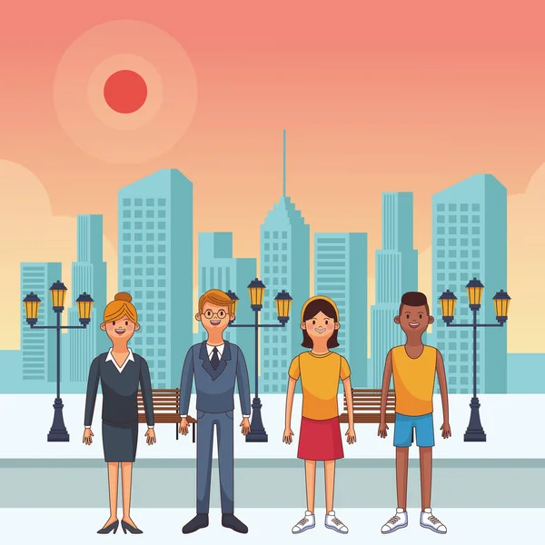 Grup arkadaşları karikatür