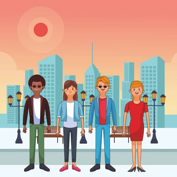 Grup arkadaşları karikatür