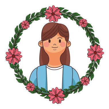 Genç kadın upperbody çizgi film