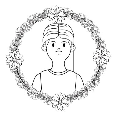 Genç kadın upperbody çizgi film