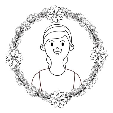 Genç kadın upperbody çizgi film