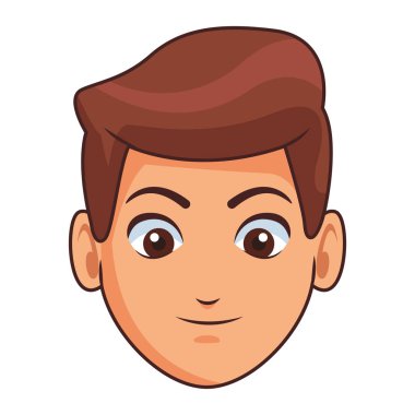 Genç adam yüz çizgi film