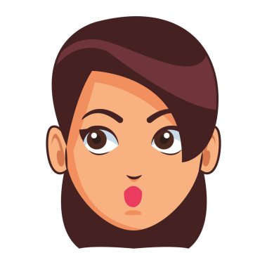 Genç kadın yüz çizgi film