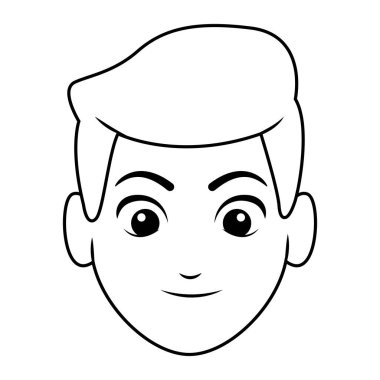 Genç adam yüz çizgi film