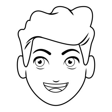 Genç adam yüz çizgi film