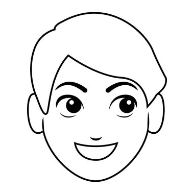 Genç adam yüz çizgi film