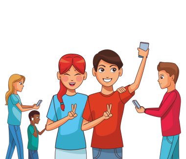 Grup arkadaşları karikatür