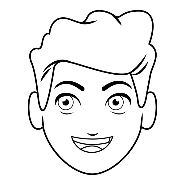 Joven cara de dibujos animados — Vector de stock