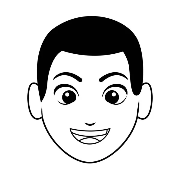 Joven cara de dibujos animados — Vector de stock