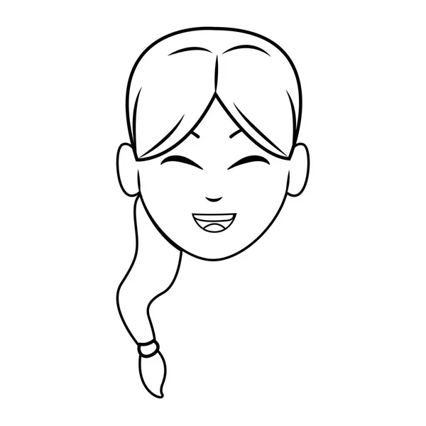 Jeune femme visage dessin animé — Image vectorielle