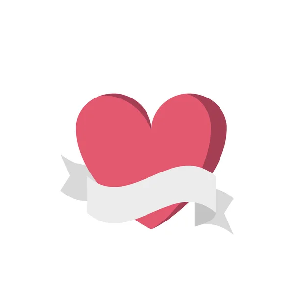 Kalp ile şerit bayrak — Stok Vektör