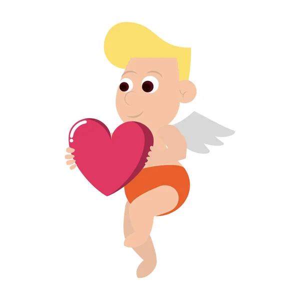 Cupid with heart — Stock Vector