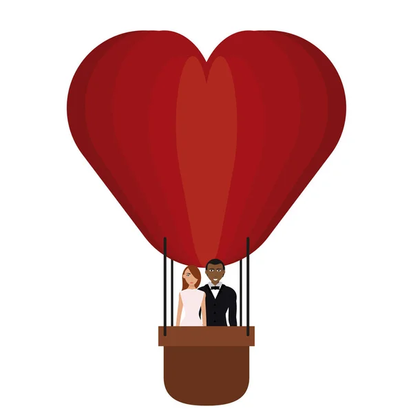 Casal em balão de ar quente — Vetor de Stock