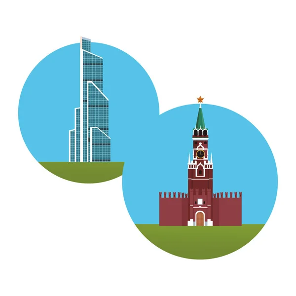 Naberezhnaya Torre Spasskaya Icono Redondo Vector Ilustración Diseño Gráfico — Vector de stock