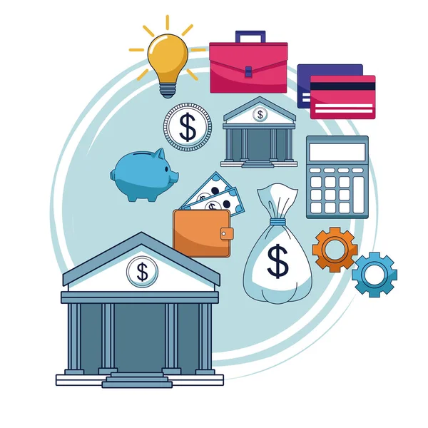 Money and bank — Stock Vector