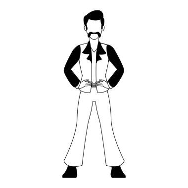 Siyah beyaz disko adam çizgi film