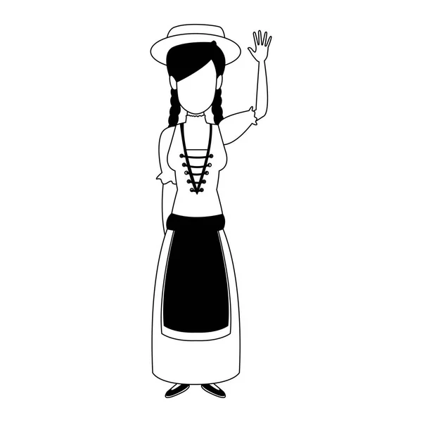 Швейцарський фермер жінка в чорному та білому — стоковий вектор