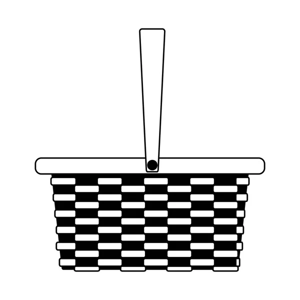 在黑色和白色隔离的野餐篮子 — 图库矢量图片