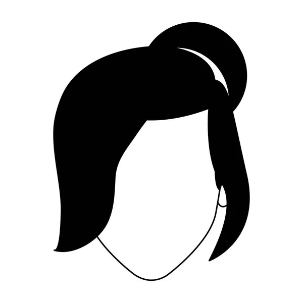 Jovem mulher sem rosto desenhos animados em preto e branco — Vetor de Stock
